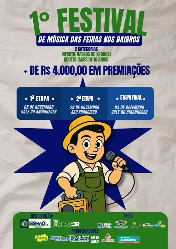 Imagem de compartilhamento para o artigo Feira do Vale do Amanhecer em Costa Rica recebe 1ª eliminatória do Festival de Música nesta quarta-feira da MS Todo dia